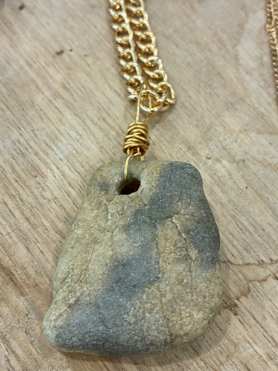 Split Current Pendant — handmade beach stone piece from Sea Isle City, NJ