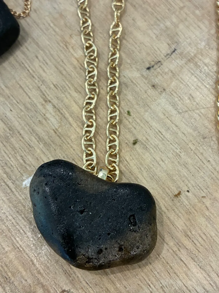 Night Glass Pendant — handmade beach stone piece from Sea Isle City, NJ