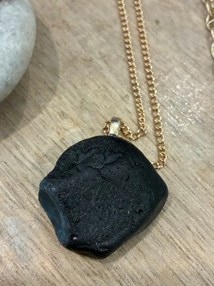 Black Tide Pendant — handmade beach stone piece from Sea Isle City, NJ