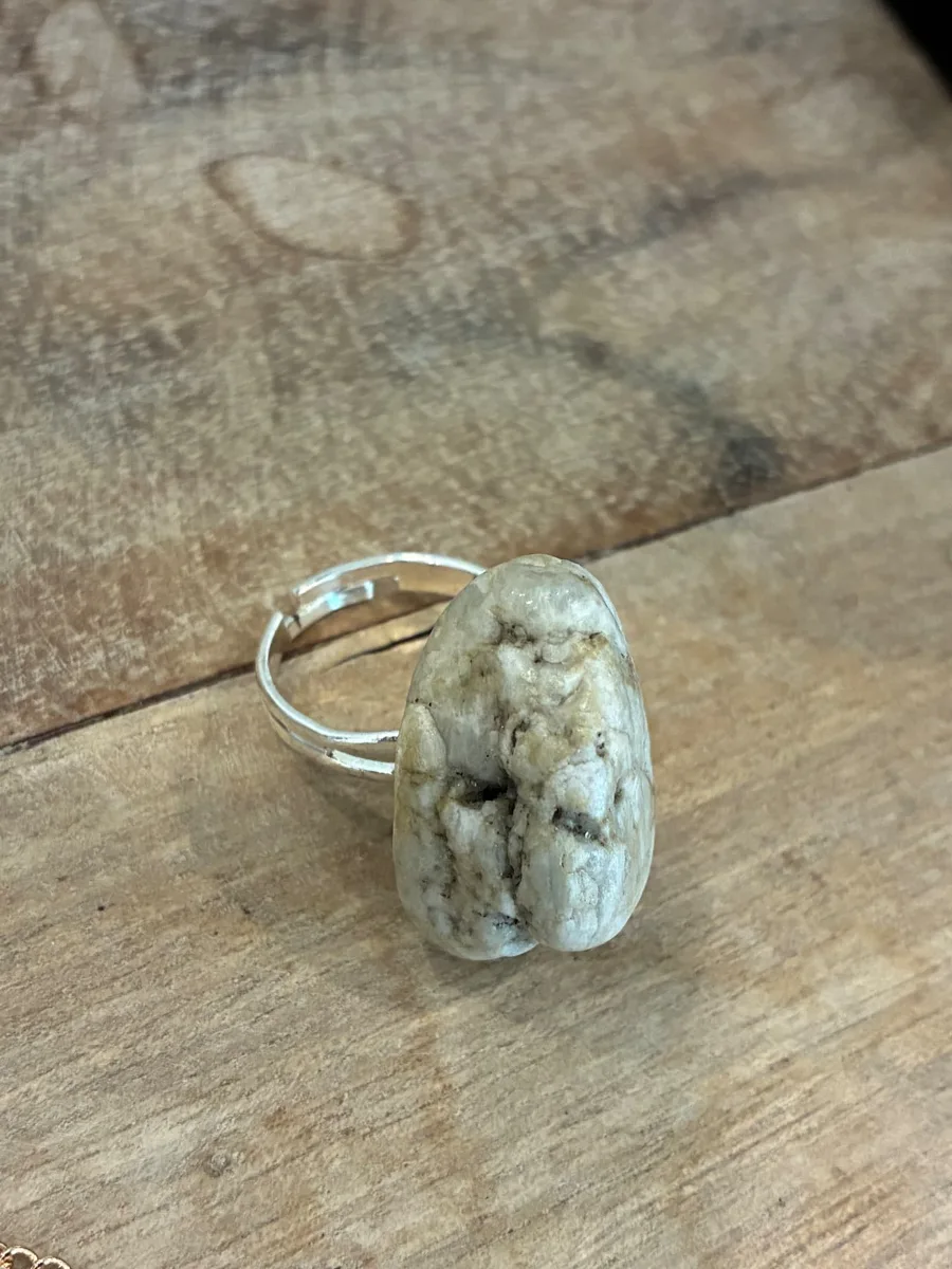 White Dune Ring — handmade beach stone piece from Sea Isle City, NJ